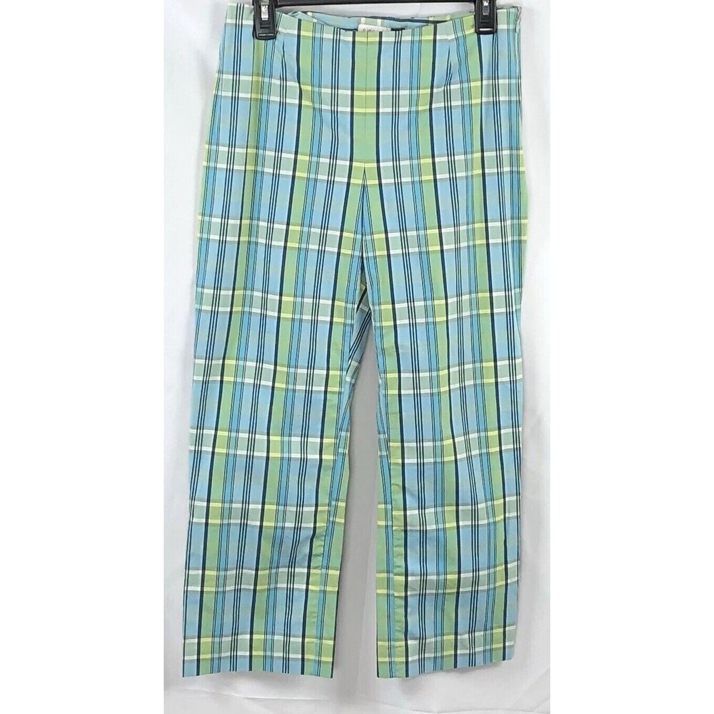 Vintage Gap Cropped Pants 8 Blue Plaid 28"W StraightLeg HighRise Preppy Academia